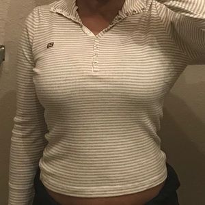 Cream and White long sleeve Ralph Lauren shirt